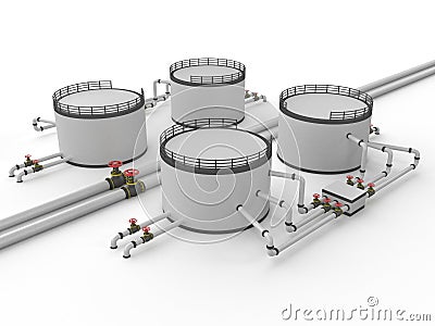 Oil storage tank and pipeline Stock Photo