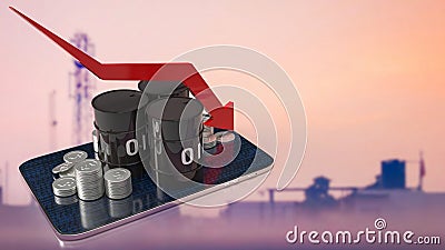 The oil tank and coins on tablet for business concept 3d rendering Stock Photo