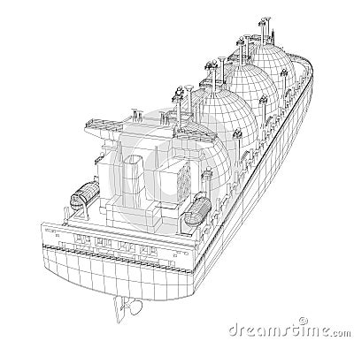 Oil tanker or gas carrier. Big ship designed to transport LPG Liquefied petroleum gas , LNG Liquefied natural gas or Vector Illustration