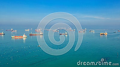 Oil tanker, gas tanker in the high sea.Refinery Industry cargo ship,aerial view,Thailand, in import export, LPG,oil refinery, Stock Photo