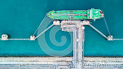 Oil tanker, Gas tanker operation at oil and gas terminal, View f Stock Photo