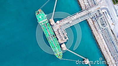 Oil tanker, Gas tanker operation at oil and gas terminal, View f Stock Photo