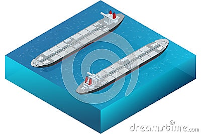 Oil tanker. Oil and gas industry and sea transportation, shipping and logistics business trading commerce concept Vector Illustration