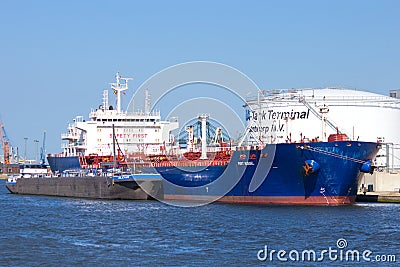Oil tanker port of Antwerp Editorial Stock Photo