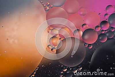 Oil and water bubble fantasy deep space abstract background Stock Photo