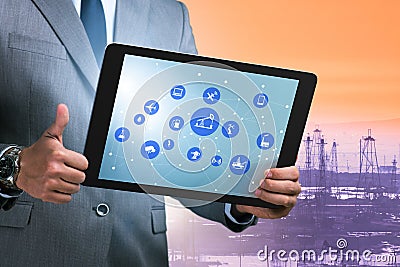 Oil worker in remote operations concept in oil industry Stock Photo