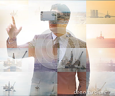 Oil worker in remote operations concept in oil industry Stock Photo