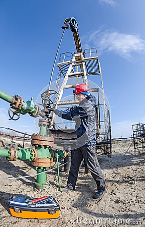 Oilfield worker Stock Photo