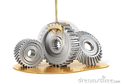 Oiling Gears. Cartoon Illustration