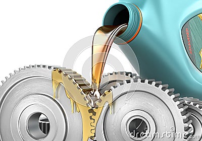 Oiling Gears. Cartoon Illustration