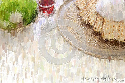 oilpainting style and abstract image of Pesah celebration concept & x28;jewish Passover holiday& x29;. Stock Photo