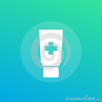 Ointment cream, tube medicine icon Vector Illustration