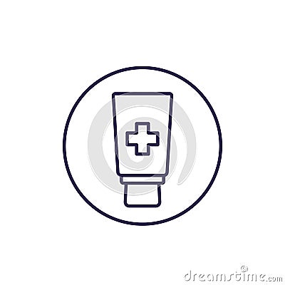 Ointment cream, tube medicine line icon Vector Illustration