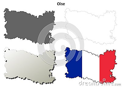 Oise, Picardy outline map set Vector Illustration