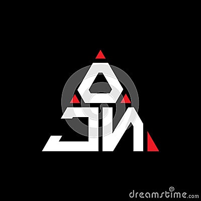 OJN triangle letter logo design with triangle shape. OJN triangle logo design monogram. OJN triangle vector logo template with red Vector Illustration