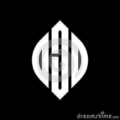 OJO circle letter logo design with circle and ellipse shape. OJO ellipse letters with typographic style. The three initials form a Vector Illustration