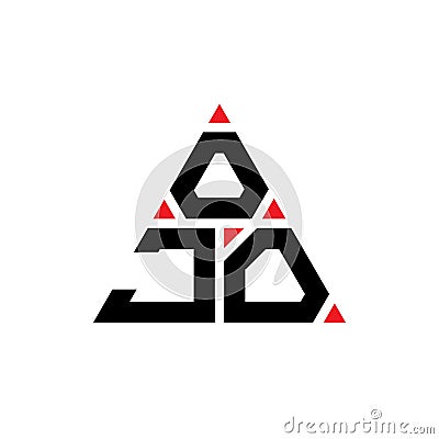 OJO triangle letter logo design with triangle shape. OJO triangle logo design monogram. OJO triangle vector logo template with red Vector Illustration