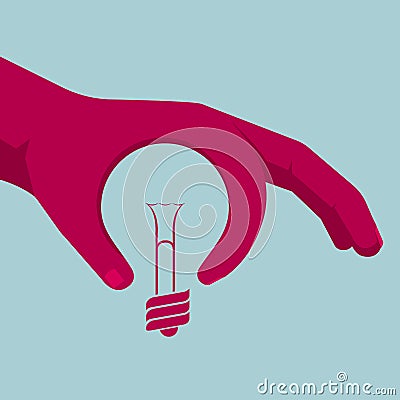 Ok gesture. Form the shape of the lamp Vector Illustration