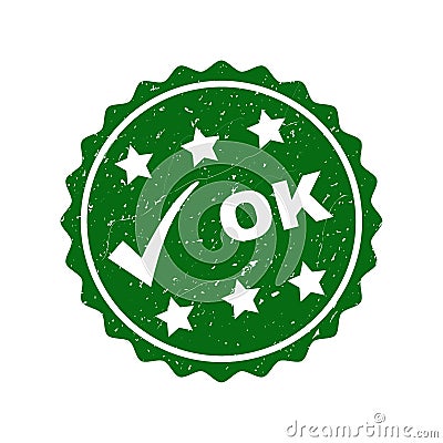 OK Grunge Stamp with Tick Vector Illustration