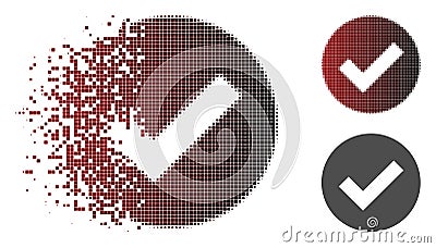 Destructed Pixelated Halftone OK Icon Vector Illustration