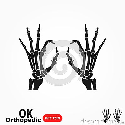 OK orthopedic ( X-ray human hand with OK sign ) Vector Illustration