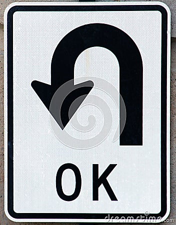 OK U Turn Sign Stock Photo