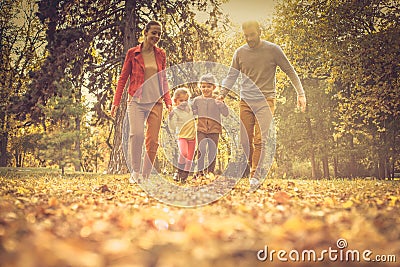 Ok, who running faster? Family reunion. Stock Photo