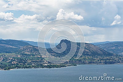 Okanagan lake at summer day with clouds on the sky. Stock Photo