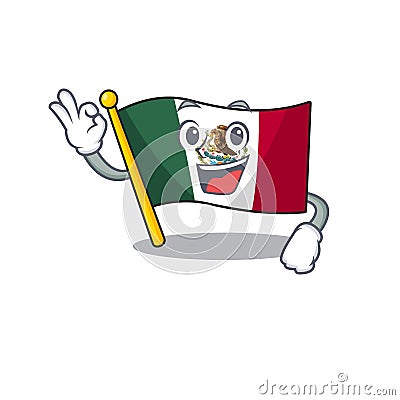 Okay flag mexico character in mascot shaped Vector Illustration