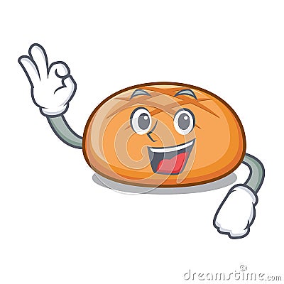 Okay hamburger bun character cartoon Vector Illustration