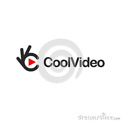 Okay media play icon. Cool video, audio, music, film vector logo. Vector Illustration