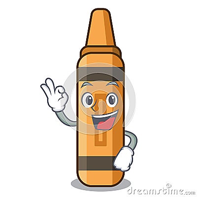 Okay orange crayon isolated in the character Vector Illustration