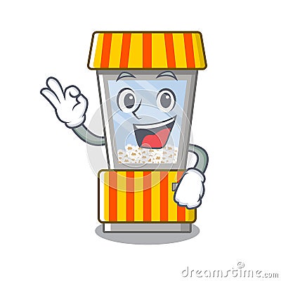 Okay popcorn vending machine in a character Vector Illustration