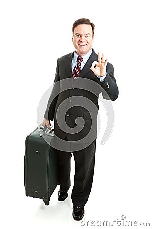 A-Okay Sign From Business Traveler Stock Photo