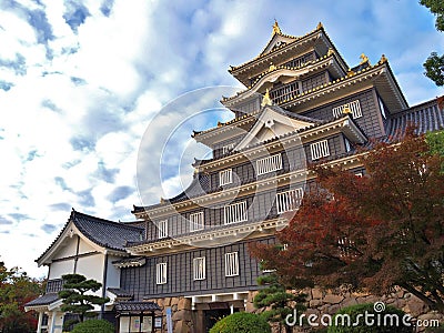 Okayama Castle in autumn season in Okayama, Japan. Editorial Stock Photo