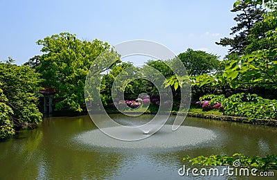 Okazaki Park with tender green in Aichi, Japan Stock Photo