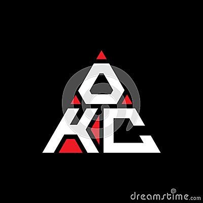 OKC triangle letter logo design with triangle shape. OKC triangle logo design monogram. OKC triangle vector logo template with red Vector Illustration