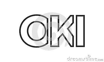 OKI logo design template with strong and modern bold text. Initial based vector logotype featuring simple and minimal typography. Vector Illustration