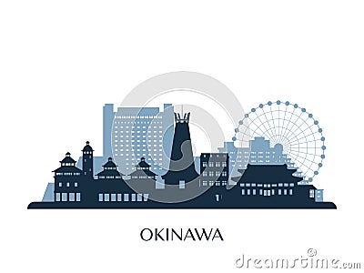 Okinawa skyline, monochrome silhouette. Vector Illustration