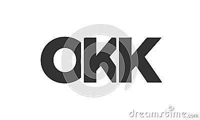 OKK logo design template with strong and modern bold text. Initial based vector logotype featuring simple and minimal typography. Vector Illustration