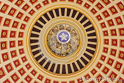 Ceiling of the dome of State Capitol of Oklahoma in Oklahoma City, OK Editorial Stock Photo
