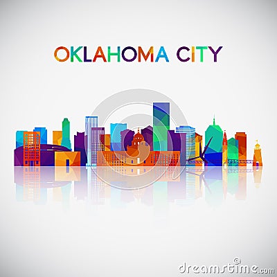 Oklahoma City skyline silhouette in colorful geometric style. Cartoon Illustration