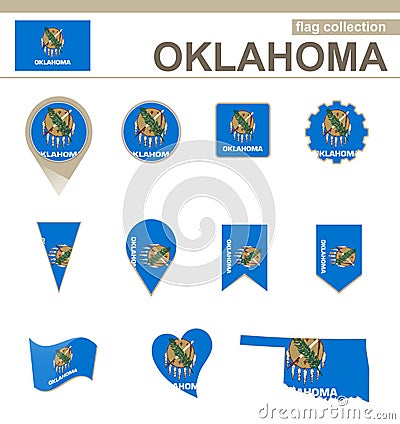 Oklahoma Flag Collection Vector Illustration