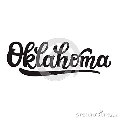 Oklahoma. Hand drawn lettering text Vector Illustration