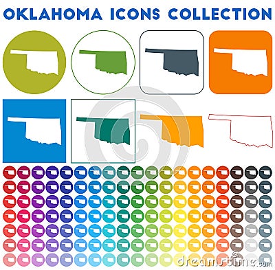 Oklahoma icons collection. Vector Illustration