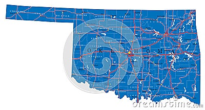 Oklahoma state political map Vector Illustration