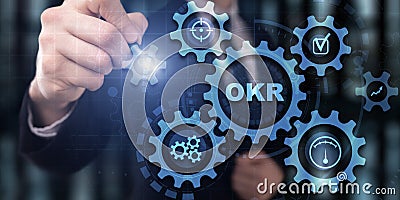 OKR. Objectives, Key and Results. Business target and focus concepts Stock Photo