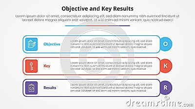 OKR objectives and key results framework infographic concept for slide presentation with outline rectangle box and circle edge Stock Photo
