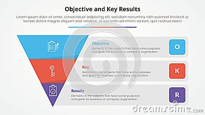 OKR objectives and key results framework infographic concept for slide presentation with reverse pyramid and rectangle box Stock Photo