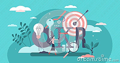 OKR vector illustration. Flat tiny Objectives key results persons concept. Vector Illustration